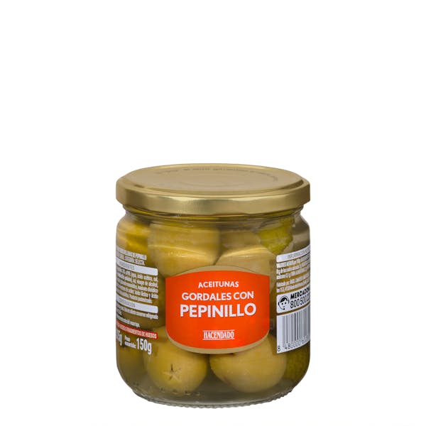 Aceitunas gordales con pepinillo Hacendado mercadona