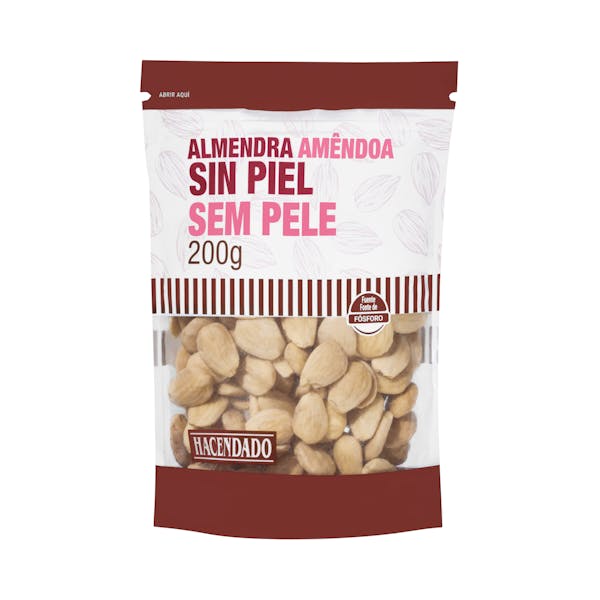 Almendra natural Hacendado sin piel mercadona