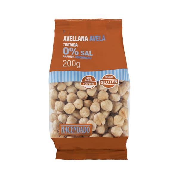 Avellana tostada Hacendado 0% sal añadida pelada mercadona