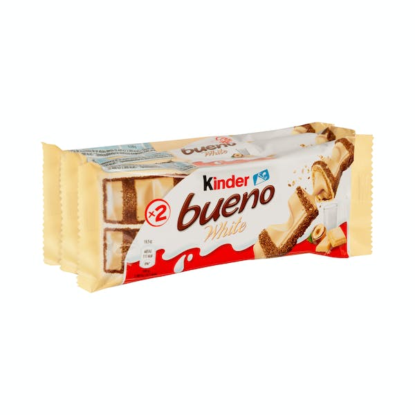 Barritas de barquillo Kinder Bueno white bañadas de chocolate blanco mercadona