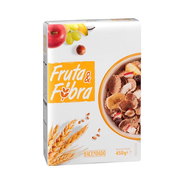 Cereales con salvado de trigo Fruta y Fibra Hacendado mercadona