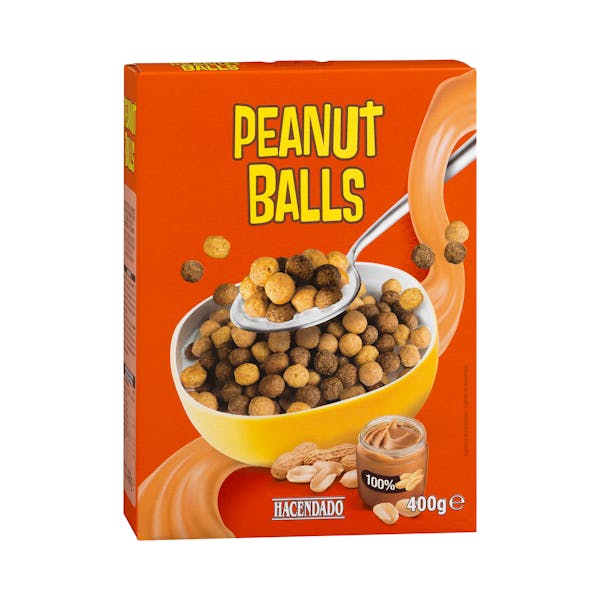 Cereales Peanut Balls Hacendado bolas de maíz y crema de cacahuete mercadona