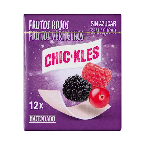 Chicle frutos rojos lámina Hacendado mercadona