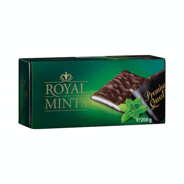 Chocolatinas de chocolate negro Royal Mints 49% rellenas de crema sabor a menta mercadona