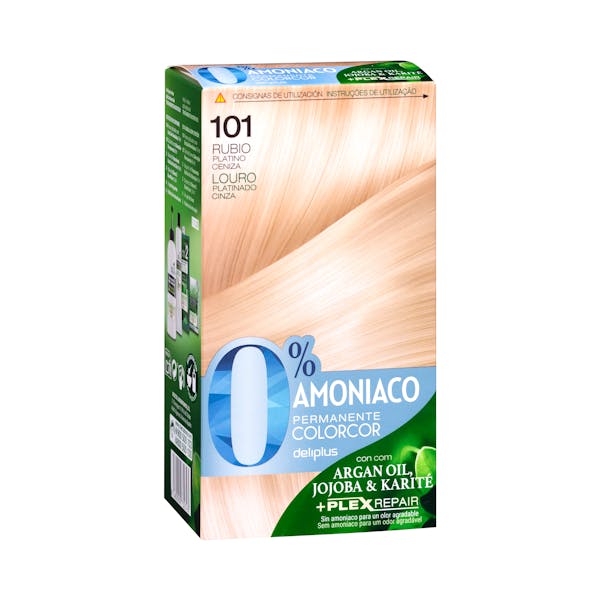 Coloración permanente 101 rubio platino ceniza Deliplus 0% amoníaco mercadona