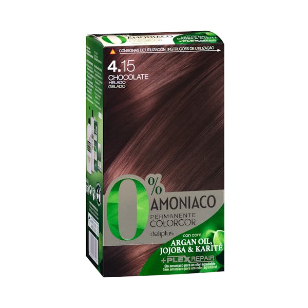 Coloración permanente 4.15 chocolate helado Deliplus 0% amoníaco mercadona