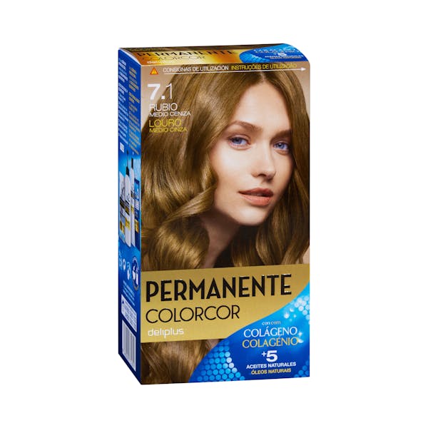 Coloración permanente 7.1 rubio medio ceniza Deliplus mercadona