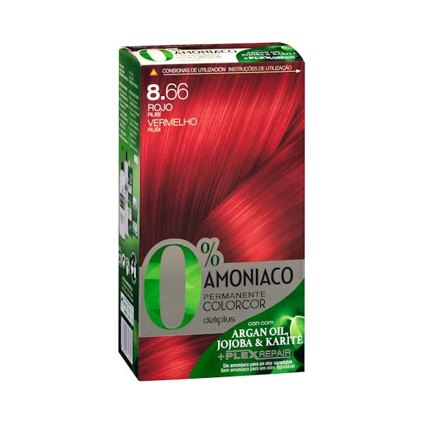 Coloración permanente 8.66 rojo rubí Deliplus 0% amoníaco mercadona