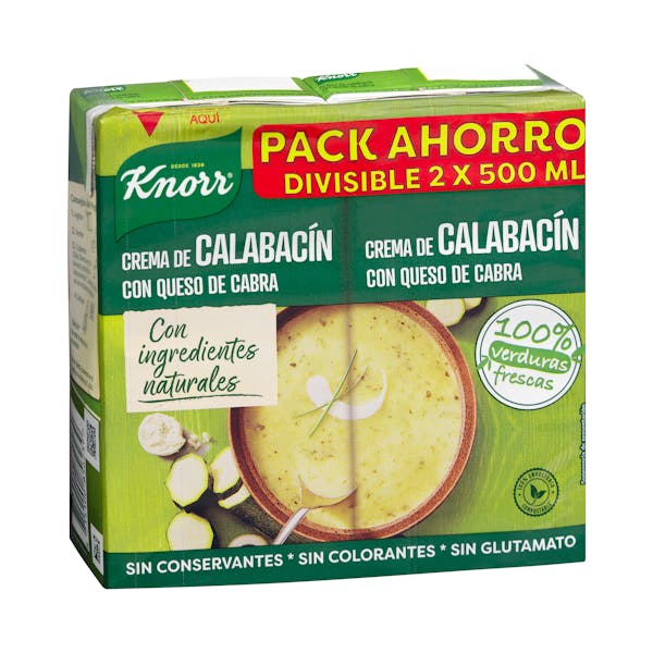 Crema de calabacín Knorr con queso de cabra mercadona