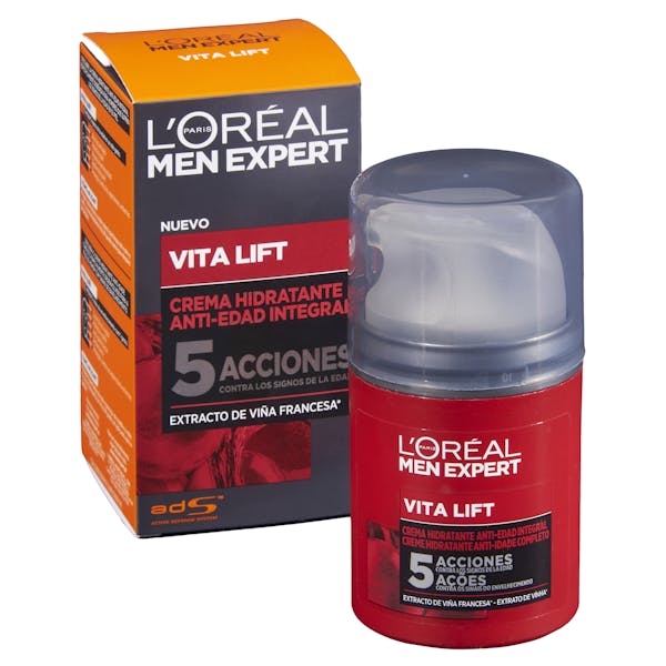 Crema facial anti-edad integral L'Oréal men expert Vita lift 5 acciones mercadona