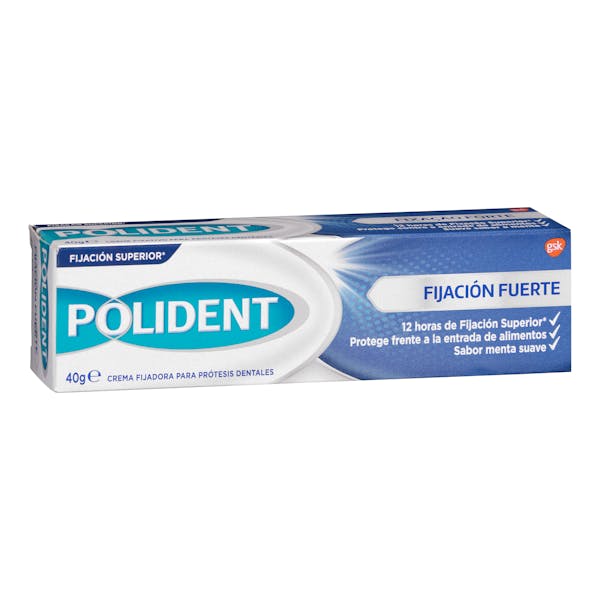 Crema fijadora prótesis dentales Polident fijación fuerte mercadona