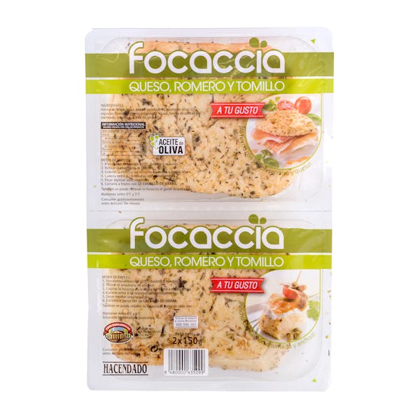 Focaccia con queso, romero y tomillo Hacendado mercadona