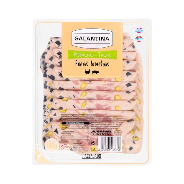Galantina con pistacho y trufa Hacendado finas lonchas mercadona