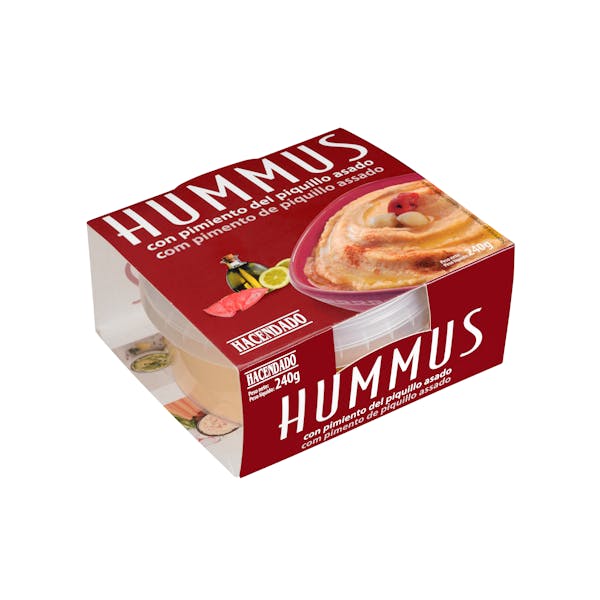 Hummus de garbanzos Hacendado con pimiento del piquillo asado mercadona