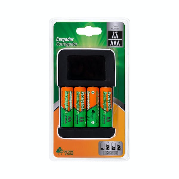Kit cargador pilas AA y AAA Bosque Verde incluye 4 pilas AA mercadona