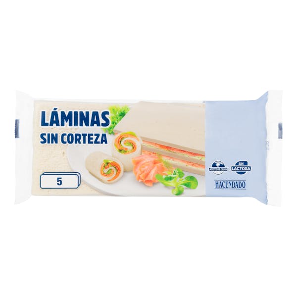 Láminas sin corteza de pan de molde blanco Hacendado mercadona