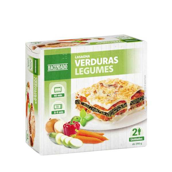 Lasaña de verduras Hacendado ultracongelada mercadona