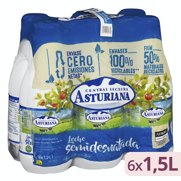 Leche semidesnatada Asturiana mercadona