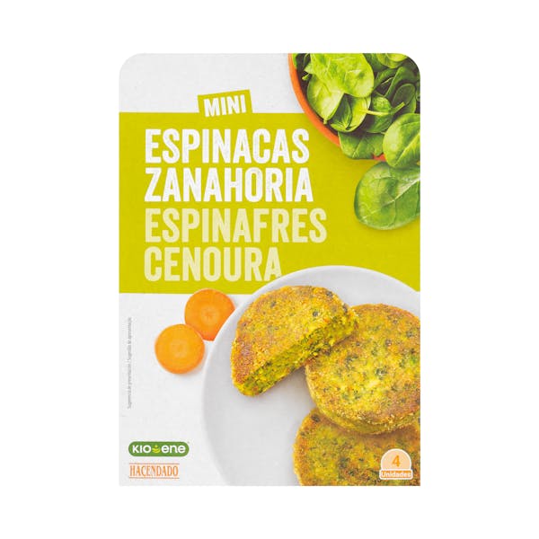 Mini hamburguesas vegetales Hacendado con espinacas y zanahoria mercadona