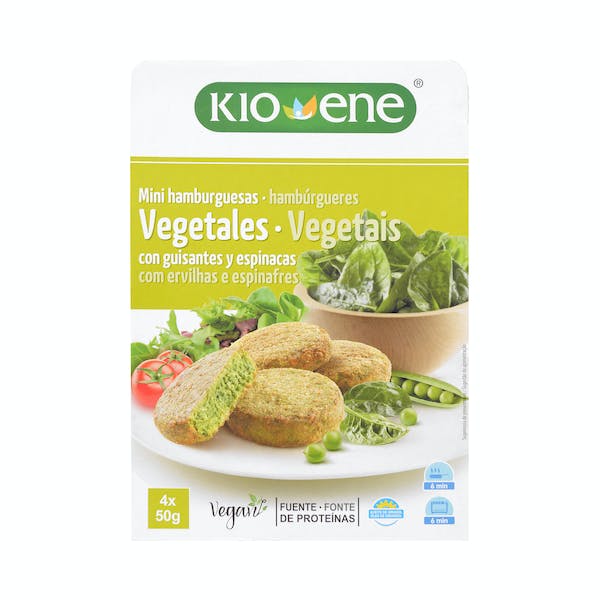 Mini hamburguesas vegetales Kioene con guisantes y espinacas mercadona