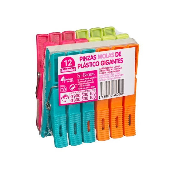 Pinzas de plástico Bosque Verde gigantes mercadona