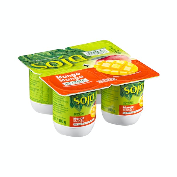 Postre de soja Hacendado con mango mercadona