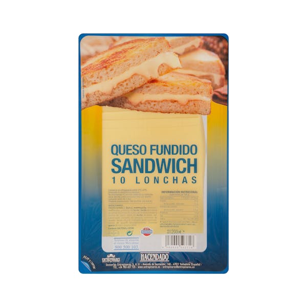 Queso fundido sándwich Hacendado lonchas mercadona
