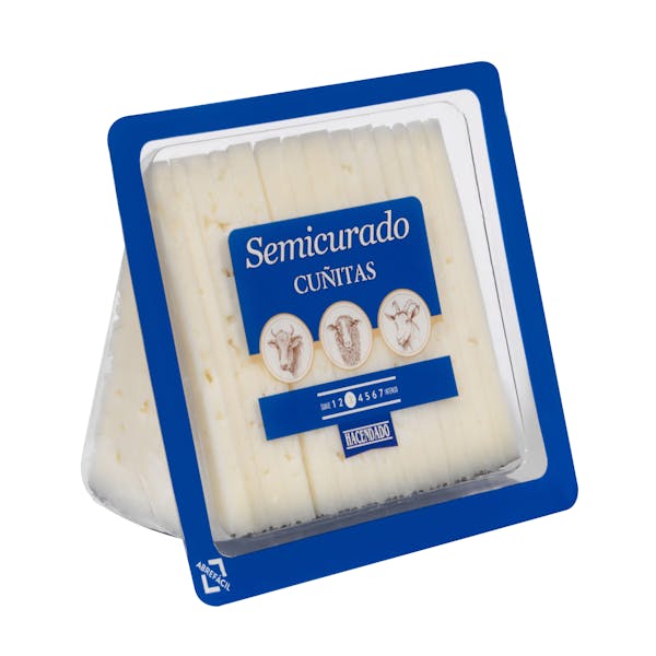 Queso semicurado mezcla Hacendado cortado en cuñitas mercadona