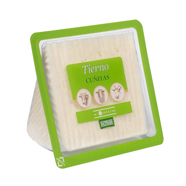 Queso tierno mezcla Hacendado cortado en cuñitas mercadona