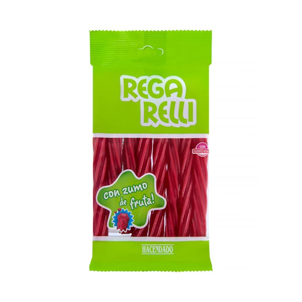 Regaliz roja Hacendado rellena con zumo de fruta mercadona