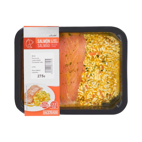 Salmón al curry con arroz mercadona