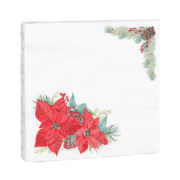 Servilleta papel decoración poinsettia Navidad Bosque Verde mercadona
