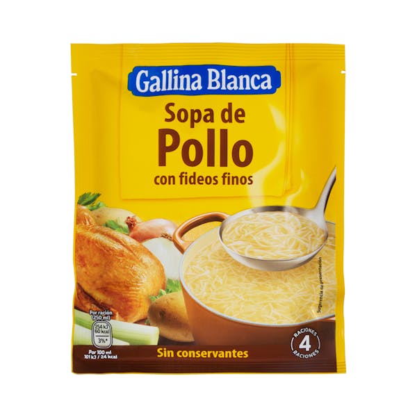 Sopa de pollo Gallina Blanca con fideos finos mercadona