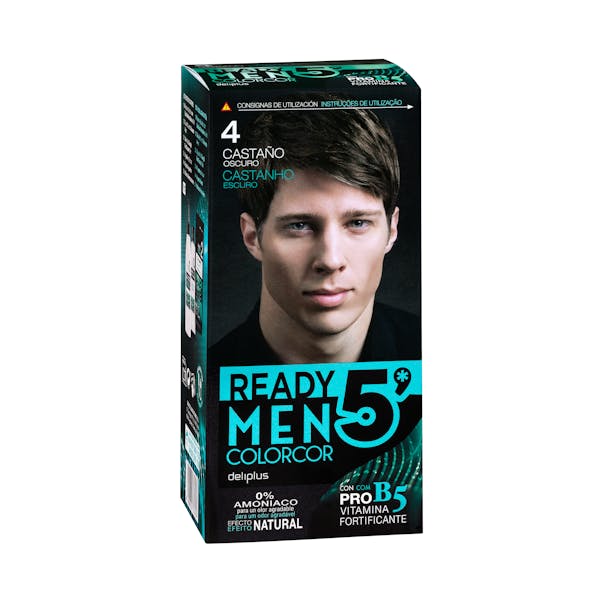 Tinte cabello hombre 4 castaño oscuro Deliplus 0% amoníaco mercadona