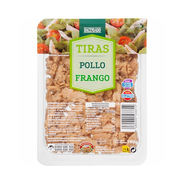 Tiras de pechuga de pollo al natural Hacendado mercadona
