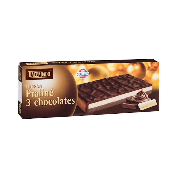 Turrón praliné 3 chocolates Hacendado mercadona